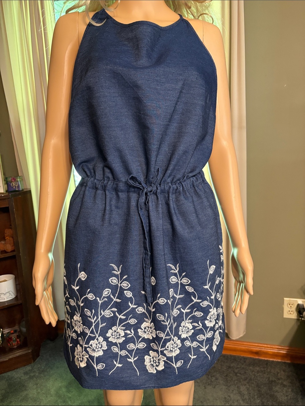 Westport Navy Mini Dress with White Floral Embroidery